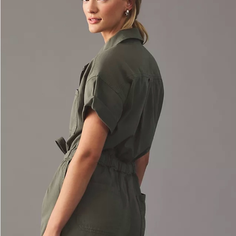 Anthropologie Unpublished Darla Kelp Green Romper Short Jumpsuit Size Small - Picture 14 of 16
